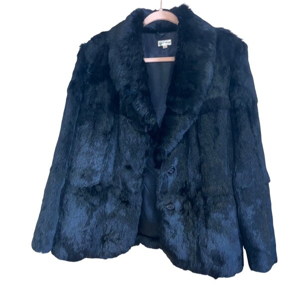 Vintage Womens Jacket Black Size Medium Black Rabbit Fur Casual Hong Kong - Picture 12 of 14